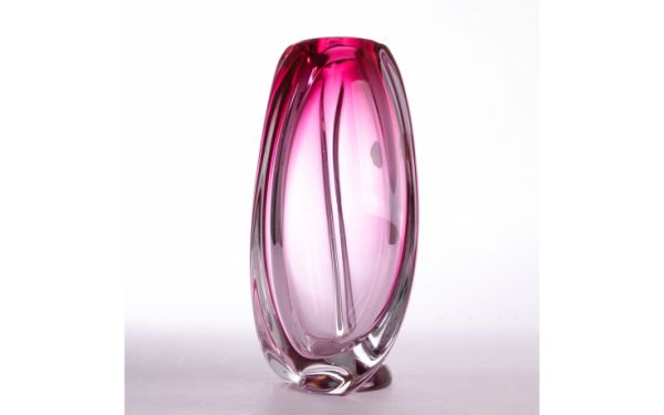 Val St Lambert Pink Crystal Vase